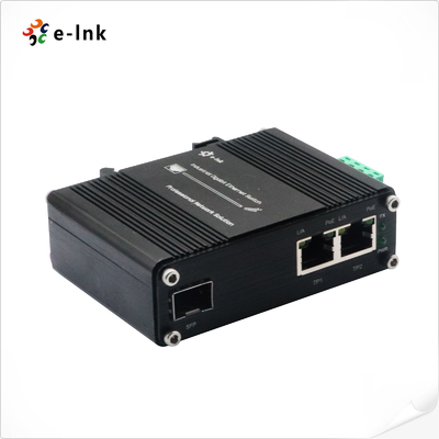 Fibra Gigabit Media Converter Industrial 2-Port 10/100/1000T 802.3at 60W a 1-Port 100/1000X SFP