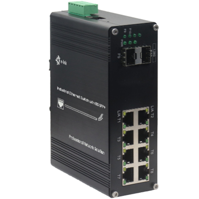 Switch Ethernet gestito Industrial 8 Port 10/100/1000T Gigabit a 2-Port 1000X Fibra SFP