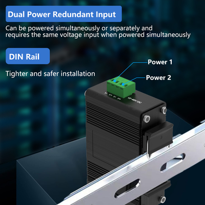 Mini Industrial 10/100Base-T a 100Base-X SFP Fiber Ethernet Media Converter con 1Ch RS232/RS485/RS422