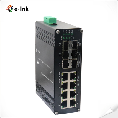 Switch Ethernet gestito industriale L2+ a 8 porte 10/100/1000T 802.3at PoE + 4 porte 1G SFP + 2 porte 10G SFP+
