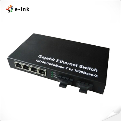10/100/1000M Media Converter 4-TX + 2-FX ((SC) Port Fiber Switch