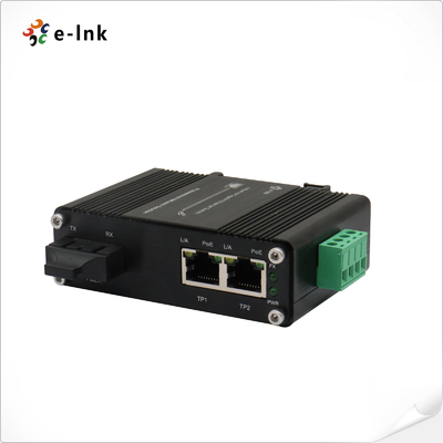 Mini Industrial 1-Port 1000X a 2-Port 10/100/1000Base-T 60W PoE++ Media Converter