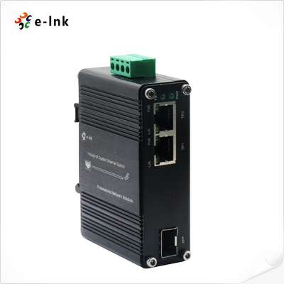 Mini Industrial 1-Port 100/1000X SFP a 2-Port 10/100/1000T 30W PoE+ Media Converter