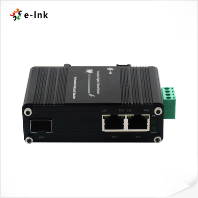 Mini Industrial 1-Port 100/1000X SFP a 2-Port 10/100/1000T 60W PoE++ Media Converter