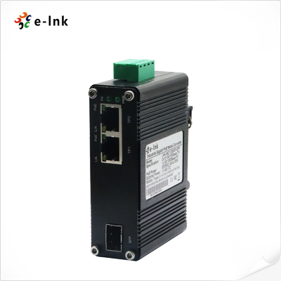 Mini Industrial 1-Port 100/1000X SFP a 2-Port 10/100/1000T 90W PoE++ Media Converter
