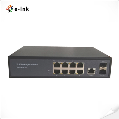 Switch Gigabit a 8 porte gestito + 2 porte SFP con rilevamento automatico IEEE 802.3af/at POE/POE+ e POE passivo a 24V