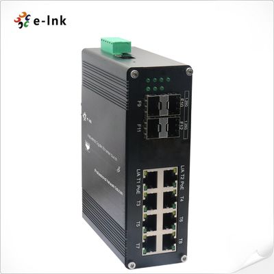 Switch Ethernet gestito industriale L2+ a 8 porte 10/100/1000T 802.3at PoE + 4 porte 1000X SFP