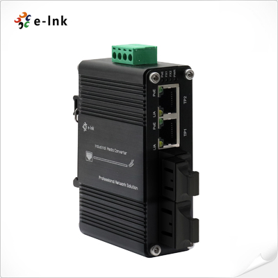 Mini Switch Ethernet Industriale 2-Porte 10/100/1000T 802.3at PoE + 2-Porte 100/1000Base-X SFP con Funzione Power Booster 12~48VDC