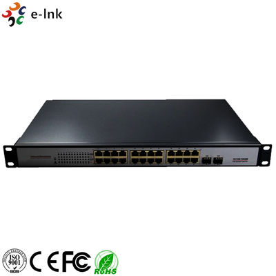 10/100/1000Mbps PoE-PSE Fibre to Copper Ethernet Switch: 2 SFP + 24 PoE