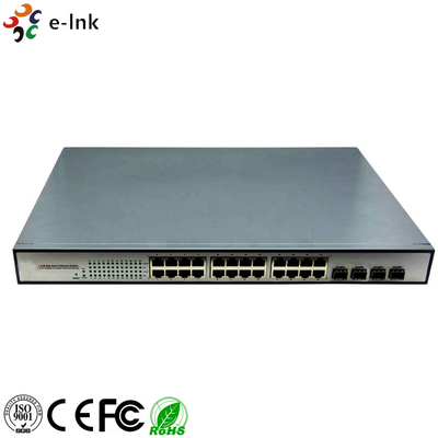 10/100/1000Mbps PoE-PSE Fibra a rame Ethernet Switch: 4 SFP + 24 PoE