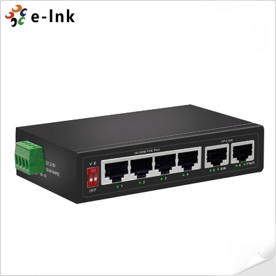 4 porte 10/100BASE-T PoE + 2 porte 100BASE-T Uplink Industrial 250m PoE Switch