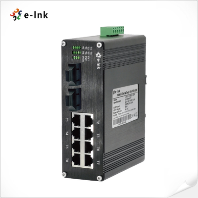 Interruttore Ethernet a 8 porte industriale 10/100Base-T + 2 porte 100BASE-FX