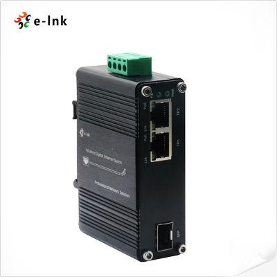 Mini Convertitore Media Industriale 1-Porta 100/1000X SFP a 2-Porte 10/100/1000T 60W PoE++ Fino a 60W di alimentazione su 4 coppie