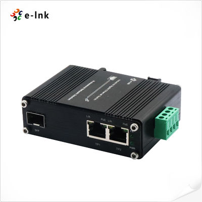 Mini Convertitore Media Industriale 1-Porta 100/1000X SFP a 2-Porte 10/100/1000T 90W PoE++ Supporta IEEE802.3af/at PoE+(30W) o IEEE802.3bt PoE++ (90W)