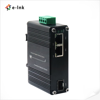 Mini Convertitore Media Ethernet Industriale 1-Porta 100/1000X SFP a 2-Porte 10/100/1000T Supporta Full/Half-duplex, Auto-negoziazione