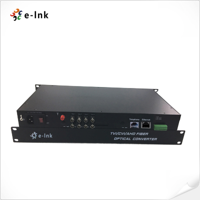 8-Ch 1080P HD Video + 1-Ch 10/100M Ethernet + 1-Ch FXO/FXS Telefono + 1-Ch Backward Data RS485 Over Fiber Converter