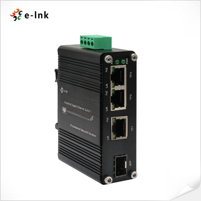 Mini Industrial 3-Port 10/100/1000T 802.3at PoE + 1-Port 100/1000X SFP Ethernet Switch con 12~48VDC Input e Booster di tensione