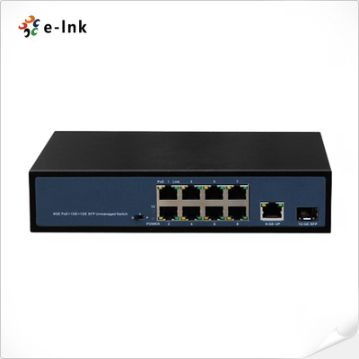 Switch Ethernet 8 porte 10/100/1000T 802.3at PoE + 1 porta Uplink Ethernet + 1 porta Gigabit SFP