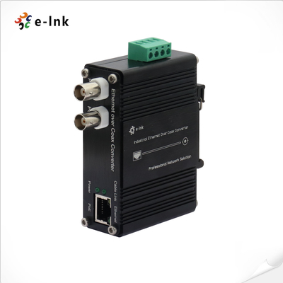 Estensore Ethernet su coassiale industriale DIN-Rail 10/100Base-TX supporta Power over Coax e Power over Ethernet contemporaneamente