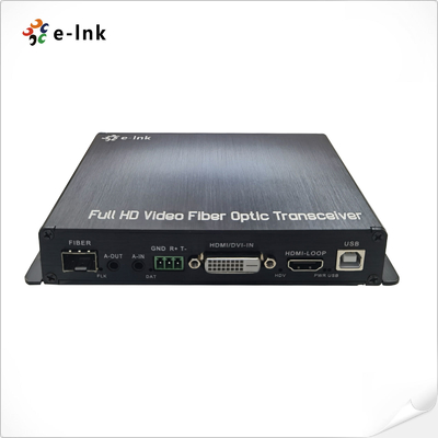 1Ch 1080P DVI + 1Ch USB KVM + 1Ch RS232 + 1Ch Audio Stereo Bidirezionale + 1Ch GPIO su Extender Fibra
