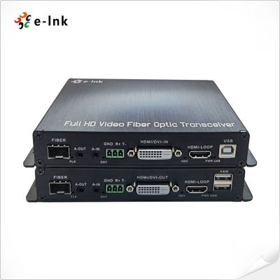 1Ch 1080P DVI + 1Ch USB KVM + 1Ch RS232 + 1Ch Audio Stereo Bidirezionale + 1Ch GPIO su Extender Fibra