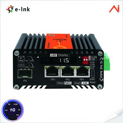 quality Switch Ethernet Industriale Mini AI Smart Managed PoE++ 3 porte 10/100/1000Base-T IEEE802.3bt PoE++ 90W a 1 porta 100/1000BASE-X con Booster di Tensione factory