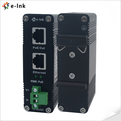 DIN Rail Industrial 802.3at 30W Gigabit PoE Injector Adapter 12~48V DC Power Booster prezzo di fabbrica